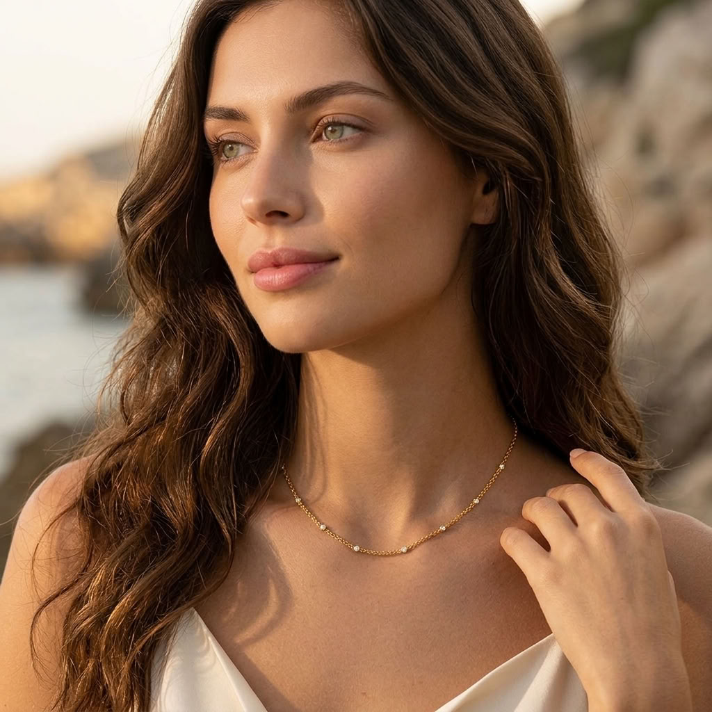 Fiona Crystal Rolo Gold Necklace - Joie d’Or