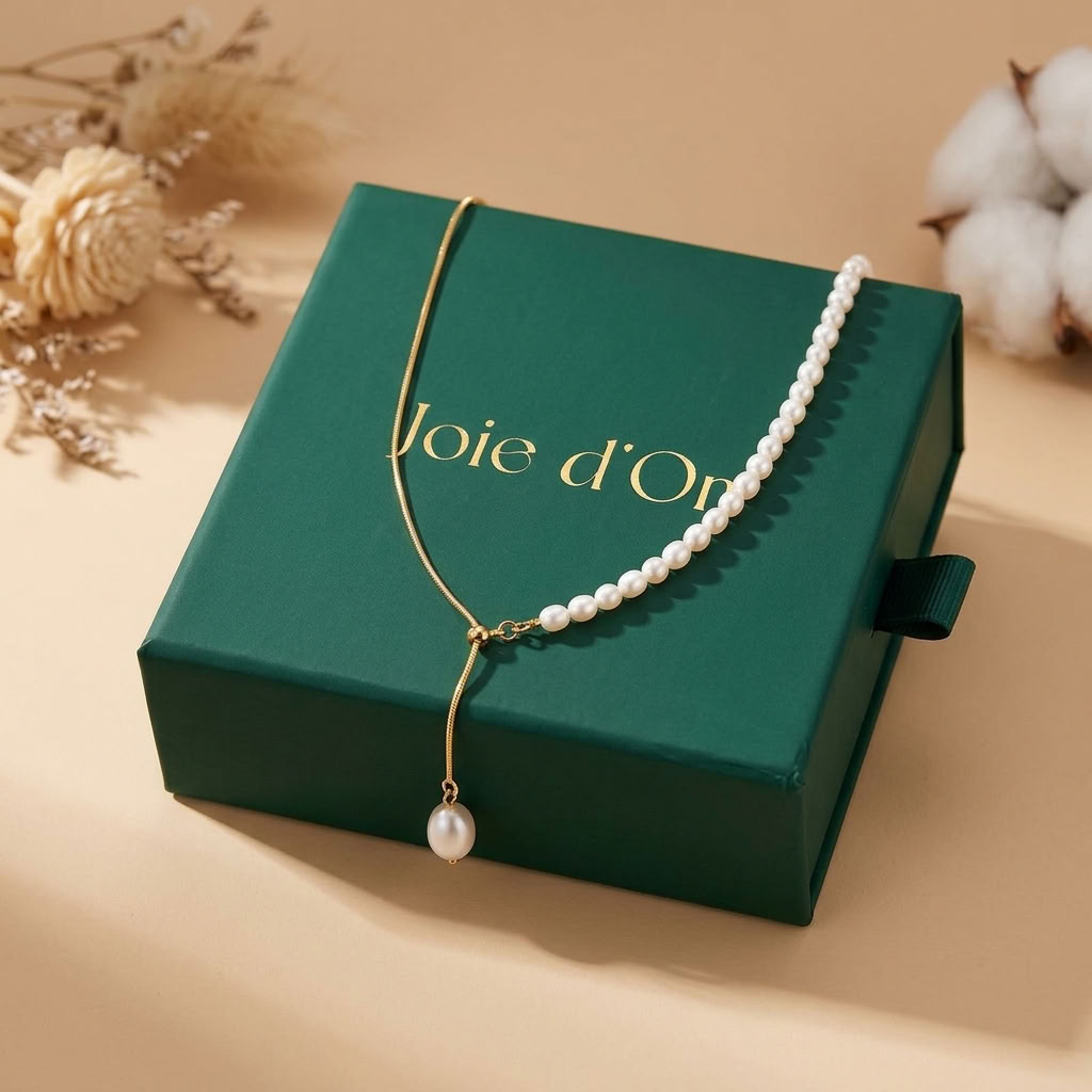 Élise Pearl Lariat Gold Necklace - Joie d’Or