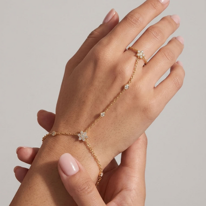 Flavia Crystal Flowers Hand Chain - Joie d’Or
