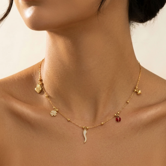 Mathilde Crystal Chilli Gold Necklace
