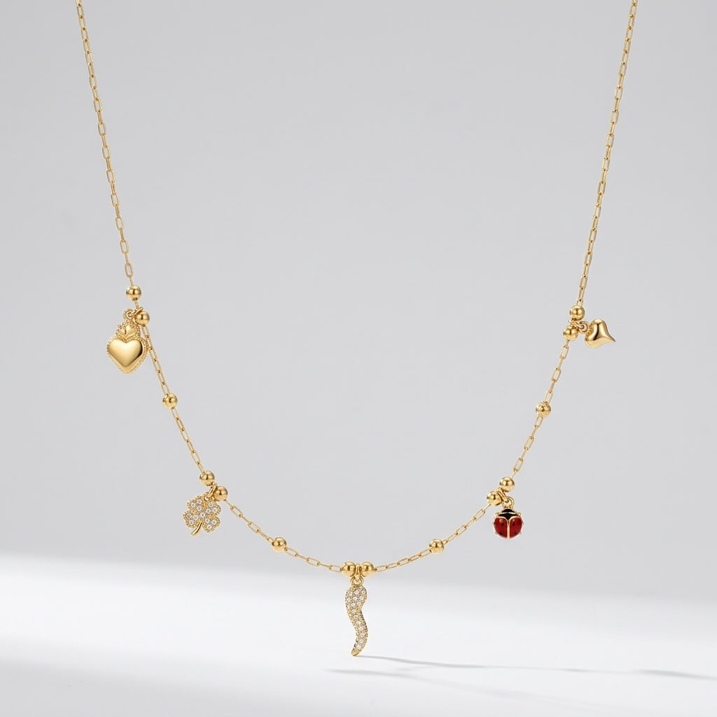 Mathilde Crystal Chilli Gold Necklace