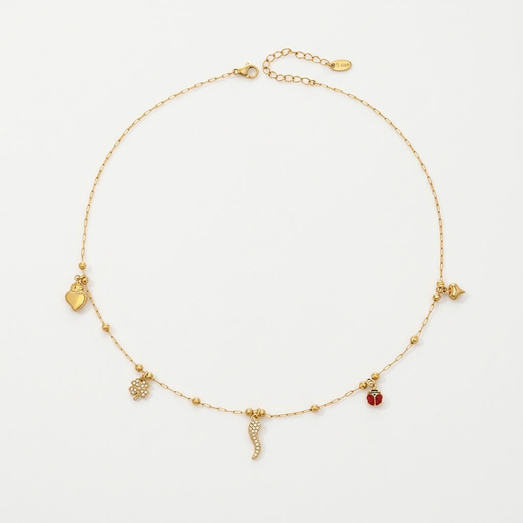 Mathilde Crystal Chilli Gold Necklace