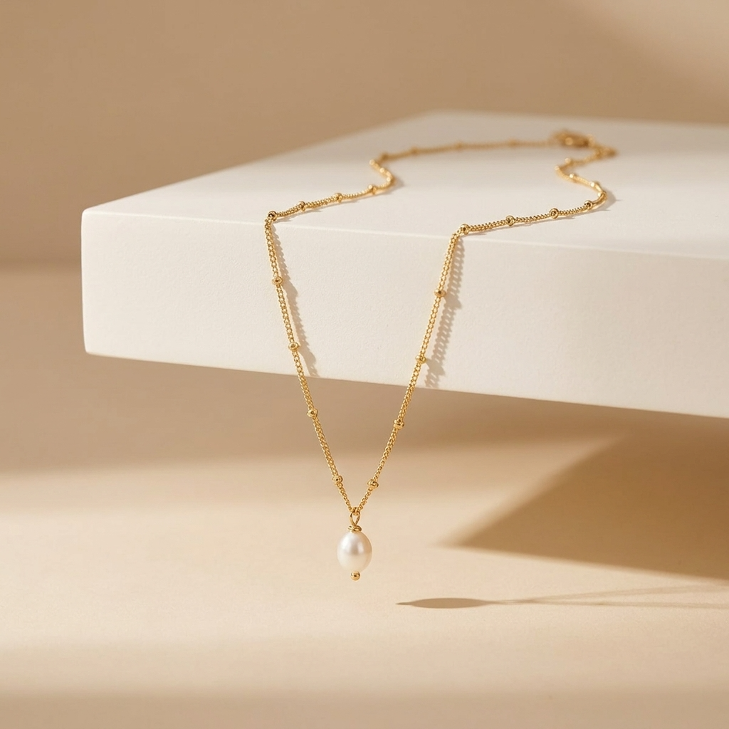 Léa Dainty Pearl Drop Necklace - Joie d’Or