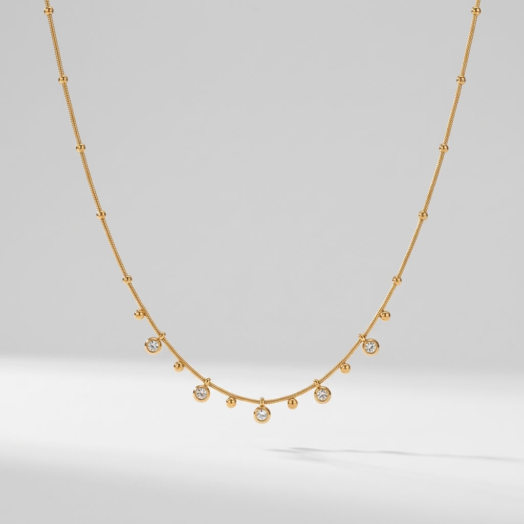 Anouk Crystal Droplet Chain Gold Necklace