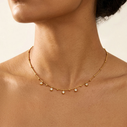 Anouk Crystal Droplet Chain Gold Necklace