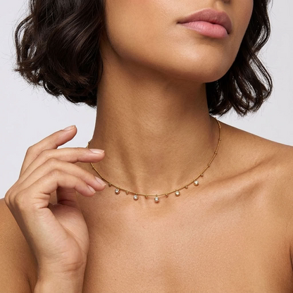 Anouk Crystal Droplet Chain Gold Necklace