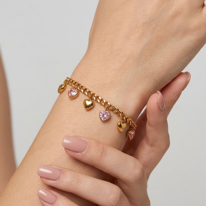 Amélie Heart Charm Gold Bracelet