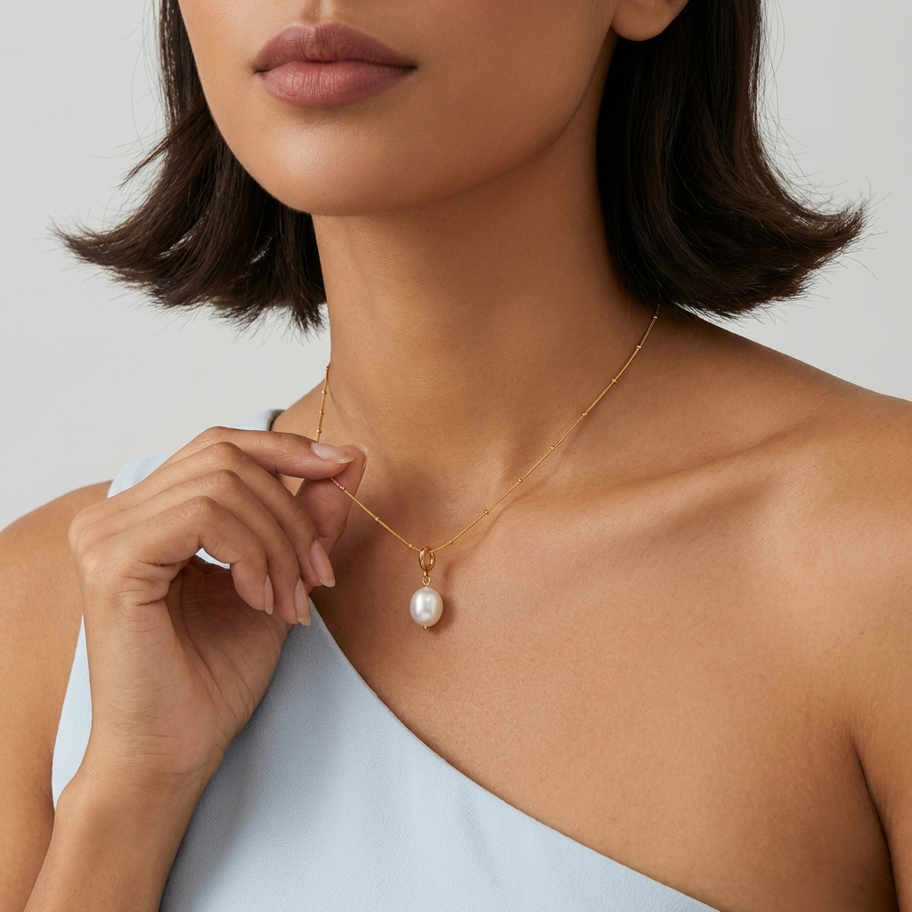 Léa Oval Pearl Charm Necklace - Joie d’Or