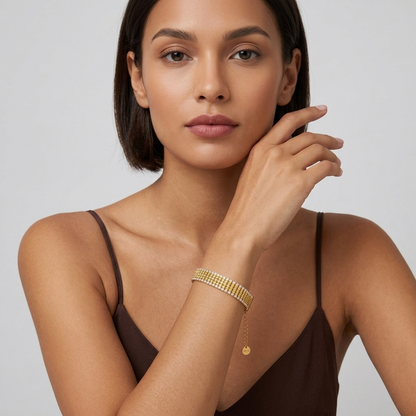 Clarisse Wide Sparkling Gold Bracelet