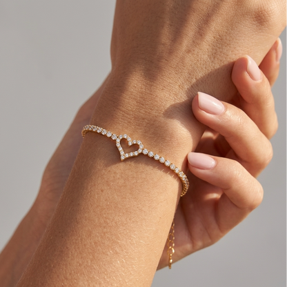 Lucienne Crystal Heart Tennis Bracelet