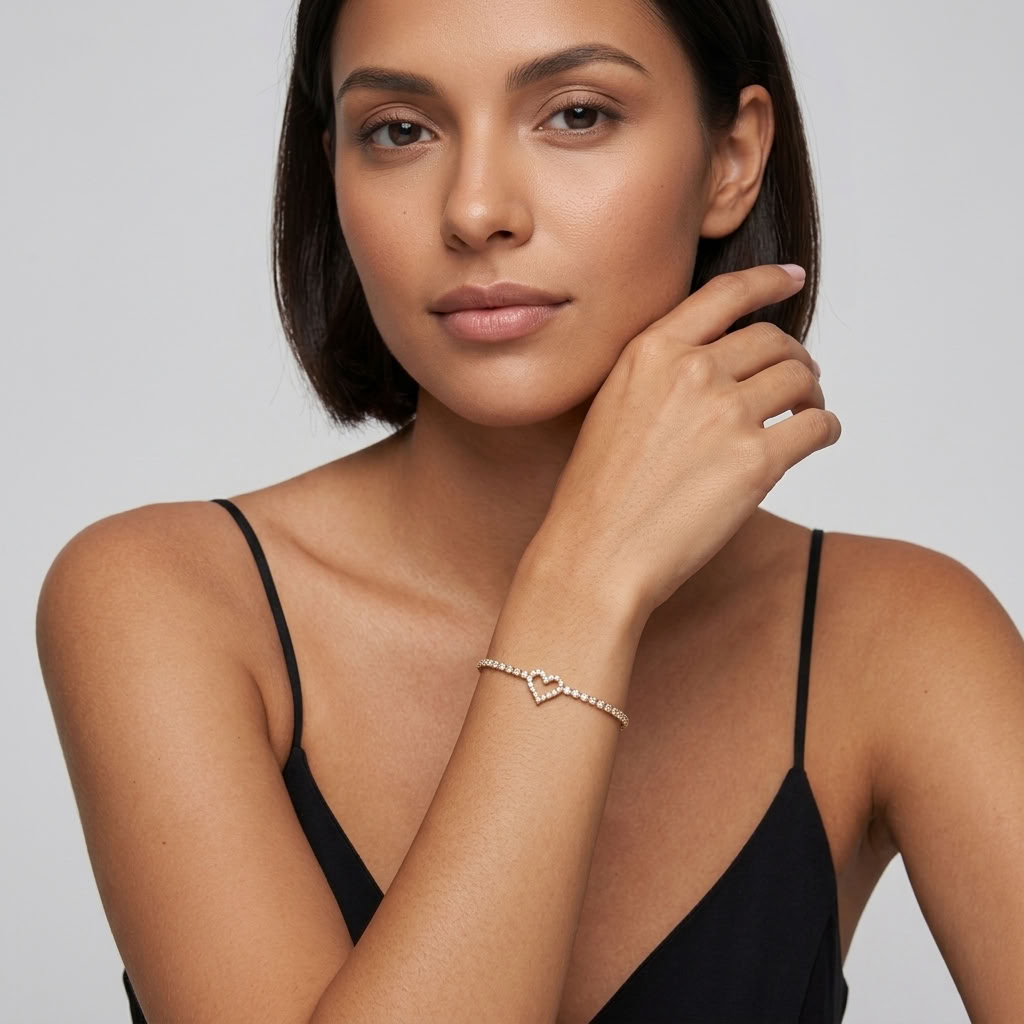 Lucienne Crystal Heart Tennis Bracelet