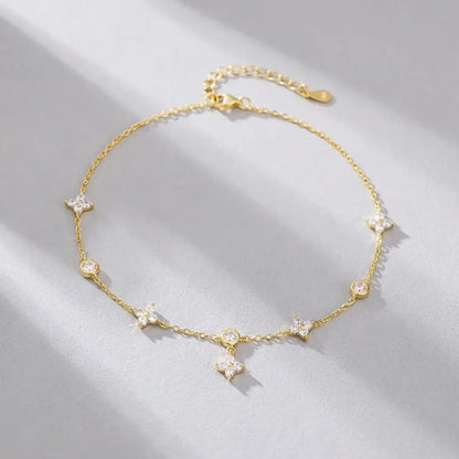 Elodie Crystal Clover Anklet - Joie d’Or