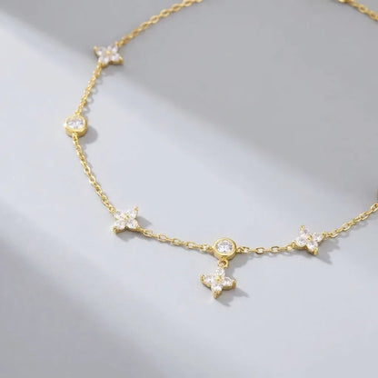 Elodie Crystal Clover Anklet - Joie d’Or