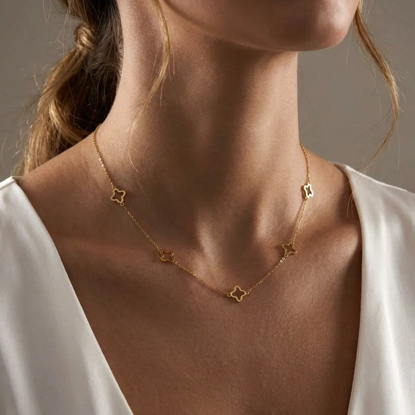 Clover Outline Necklace Gold Plated Sterling Silver – Joie d'Or