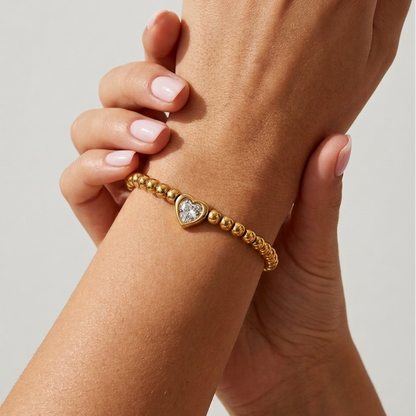 Vittoria Heart Beaded Gold Bracelet
