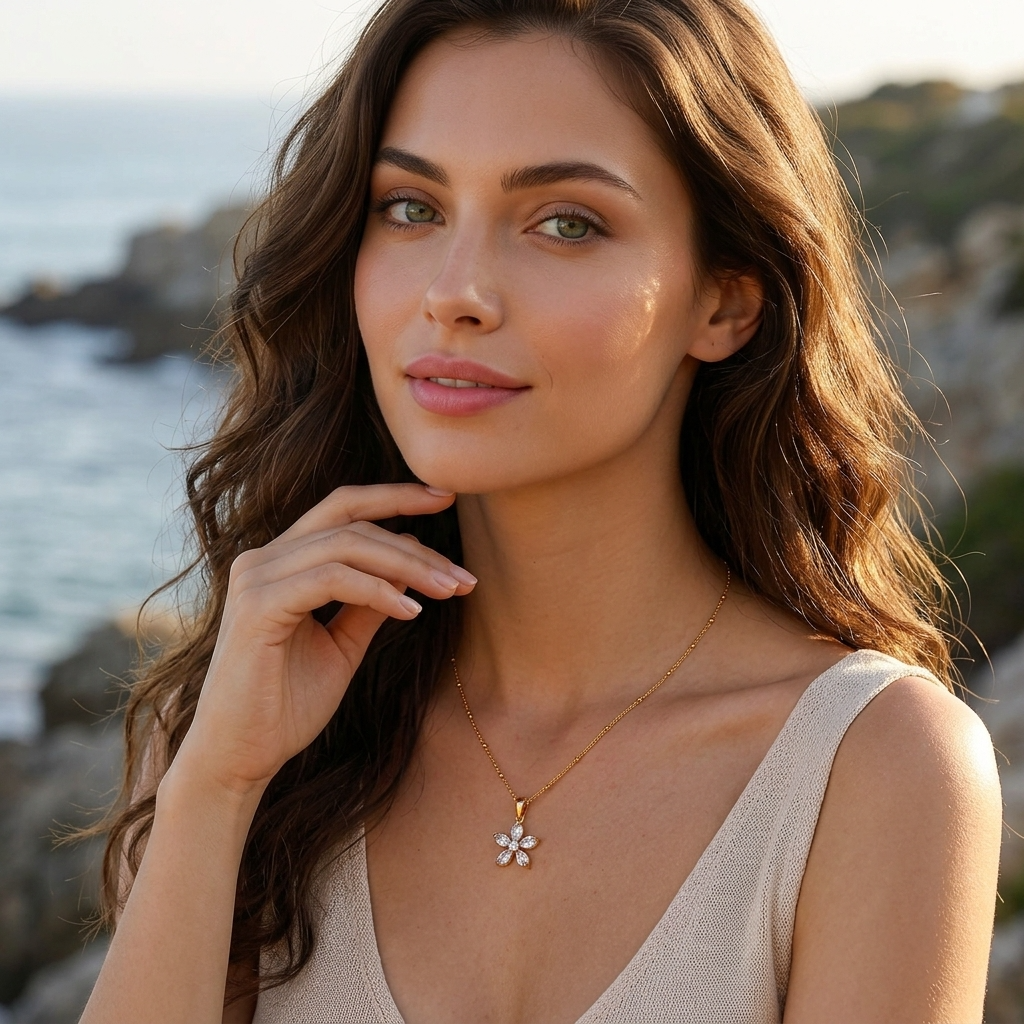Eléonore Crystal Floral Pendant Necklace - Joie d’Or