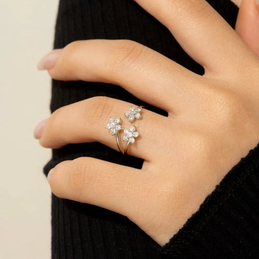 Lydia Crystal Flowers Ring - Joie d’Or