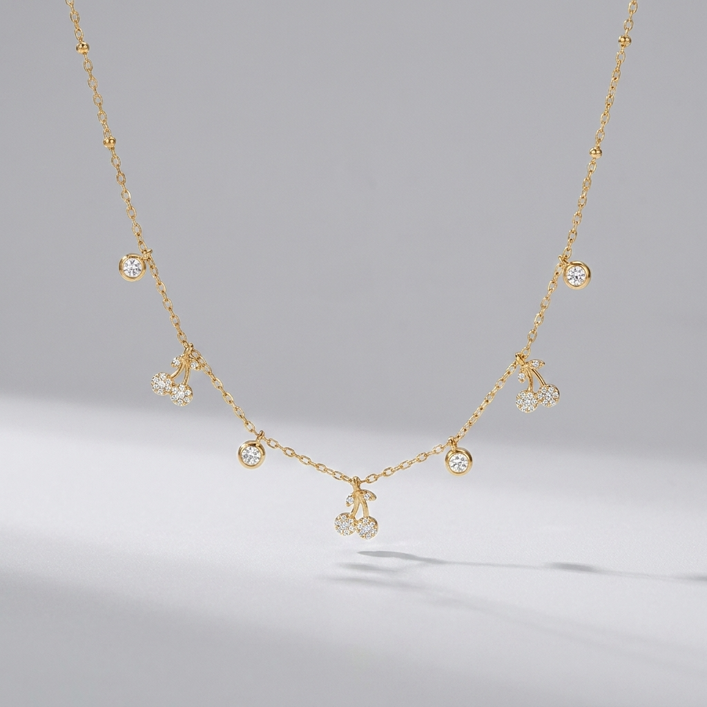 Cherry Cluster Charm Necklace - Joie d’Or