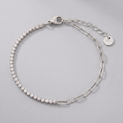 Chiara Tennis & Paperclip Silver Bracelet