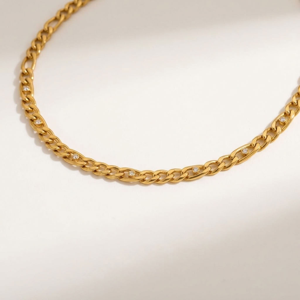 Valentina Crystal Figaro Gold Necklace - Joie d’Or