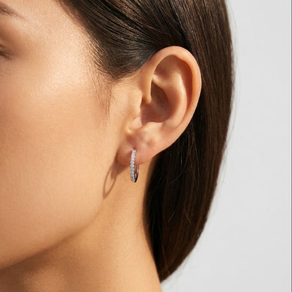 Emma Pavé Silver Hoops - Joie d’Or