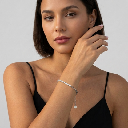 Chiara Tennis & Paperclip Silver Bracelet