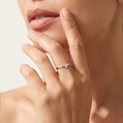 Léa Crystal Heart Ring - Joie d’Or
