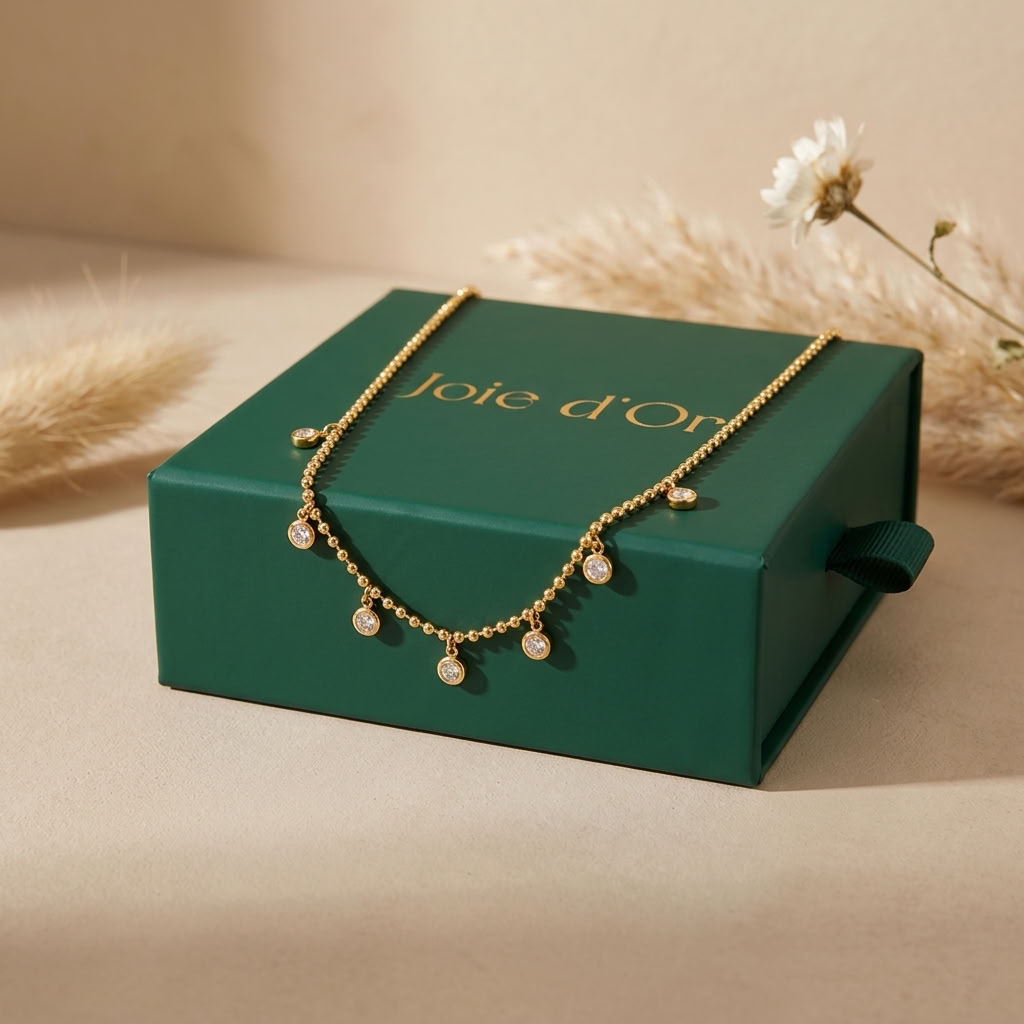 Lora Crystal Drop Gold Necklace - Joie d’Or