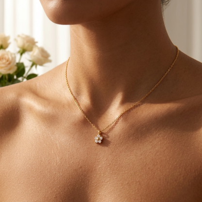 Céleste Crystal Flower Gold Necklace