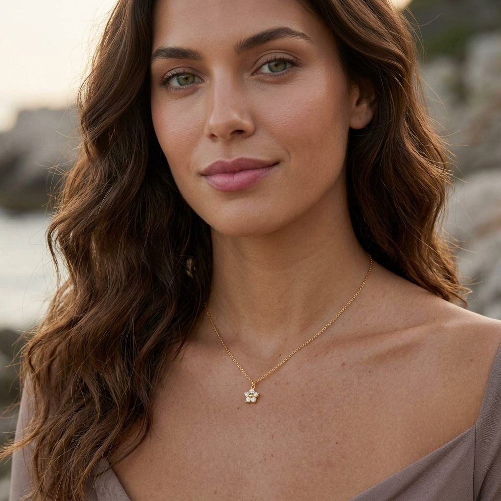 Céleste Crystal Flower Gold Necklace