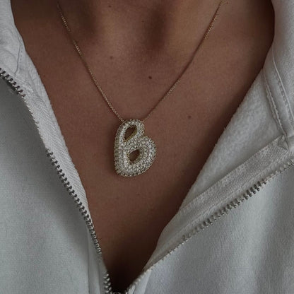 Bubble Initial Diamond Necklace