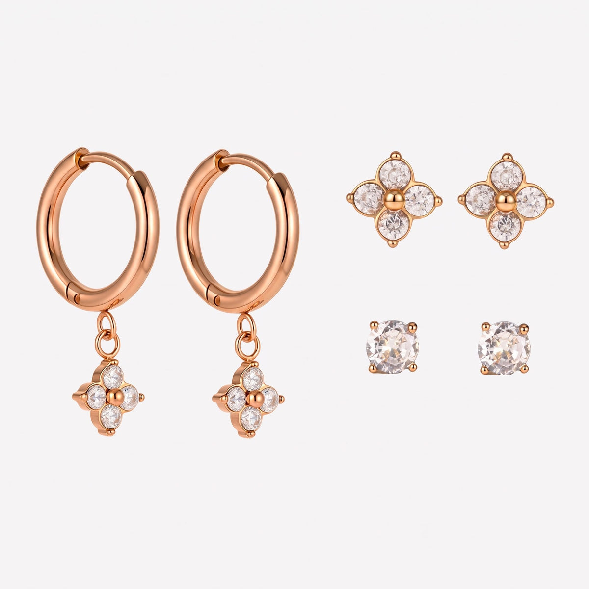 Fleur Clover Trio Gold Earrings - Joie d’Or