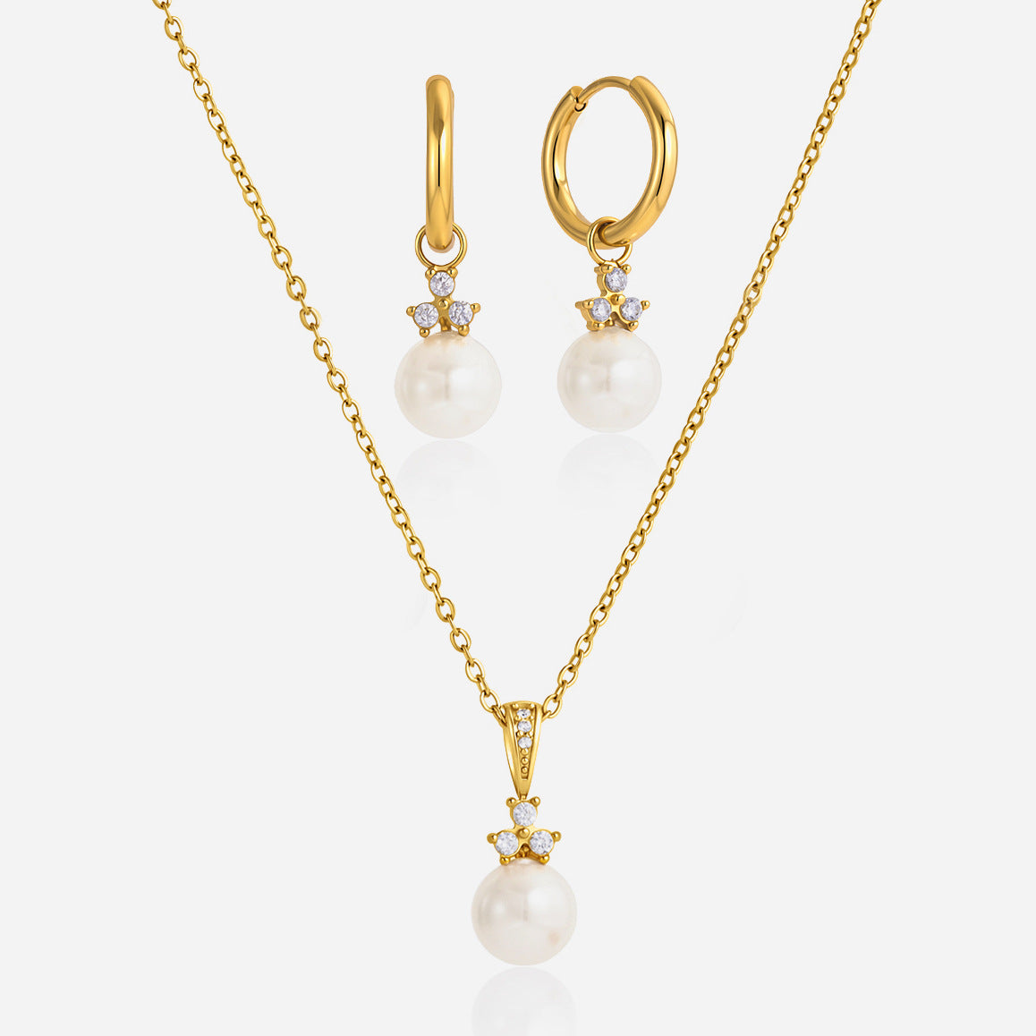Hortense Pearl Huggie Gold Earrings