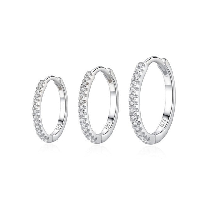 Emma Pavé Silver Hoops - Joie d’Or