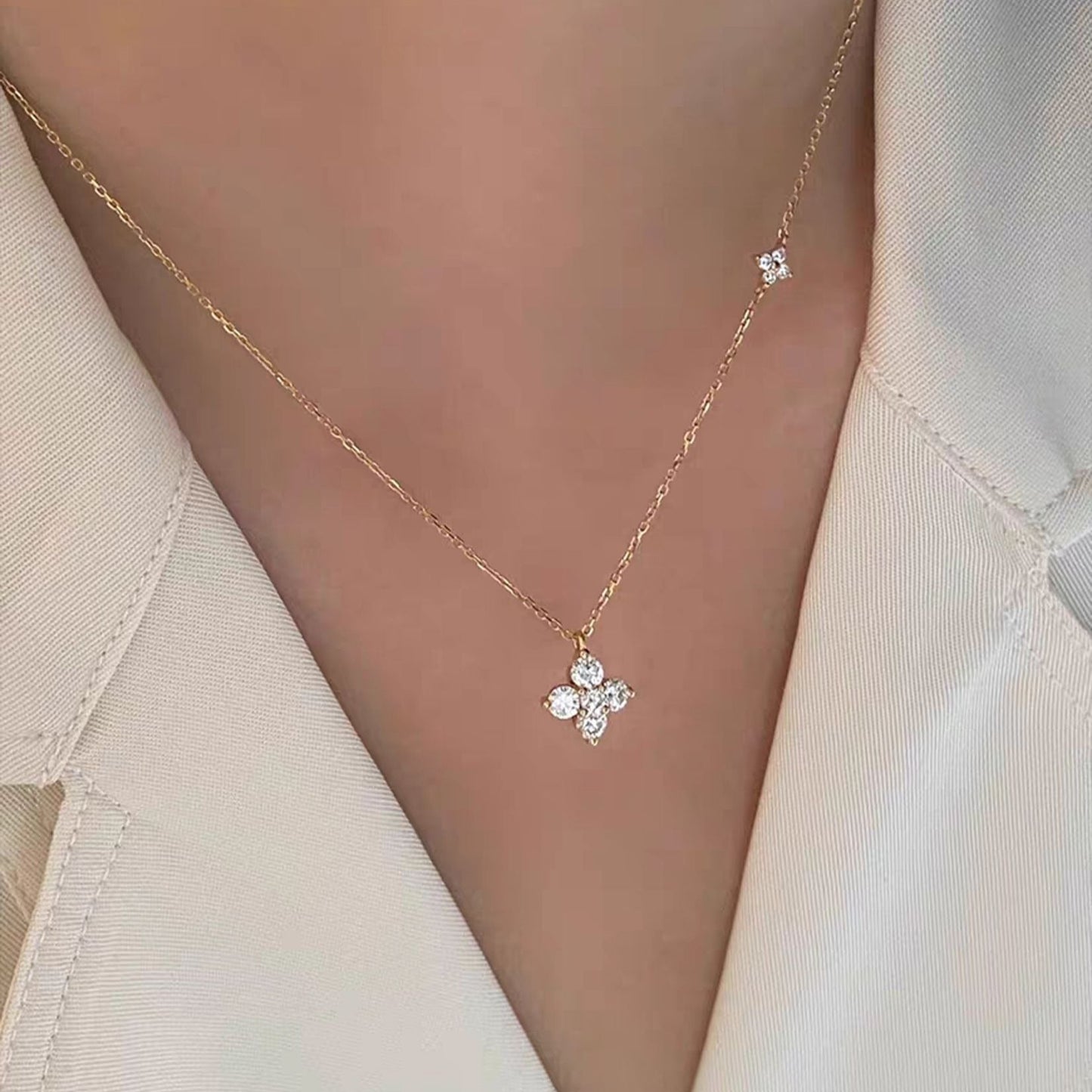 Mia Double Clover Crystal Necklace