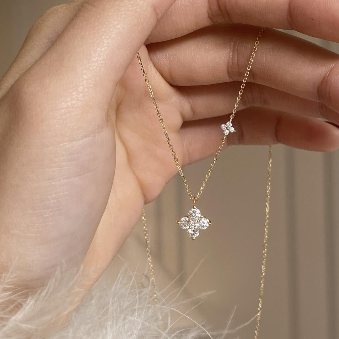 Mia Double Clover Crystal Necklace