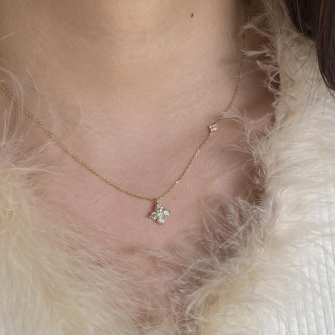 Mia Double Clover Crystal Necklace