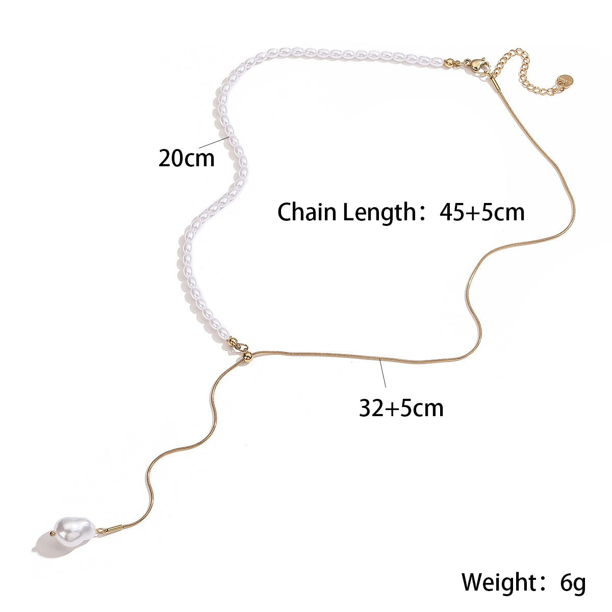 Élise Pearl Lariat Gold Necklace - Joie d’Or