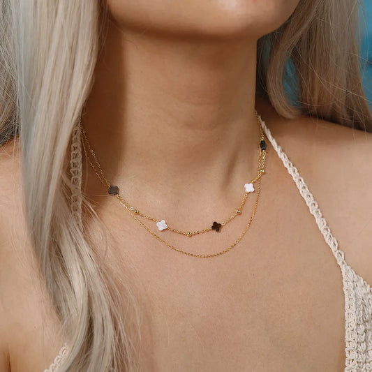 Elodie Shell Clover Necklace