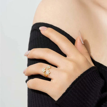 Lydia Crystal Flowers Ring