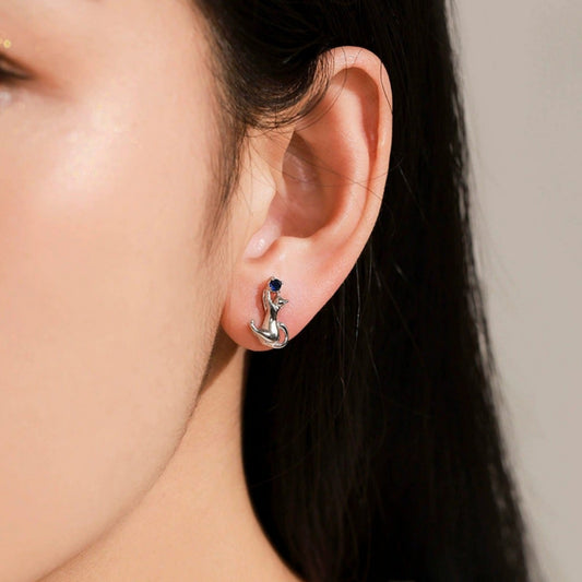 Amélie Silver Kitten Earrings