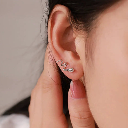 Lilou Silver Snake Earrings