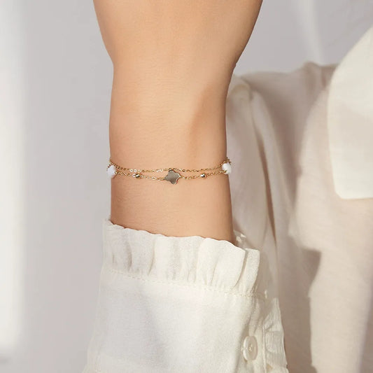 Elodie Shell Clover Bracelet