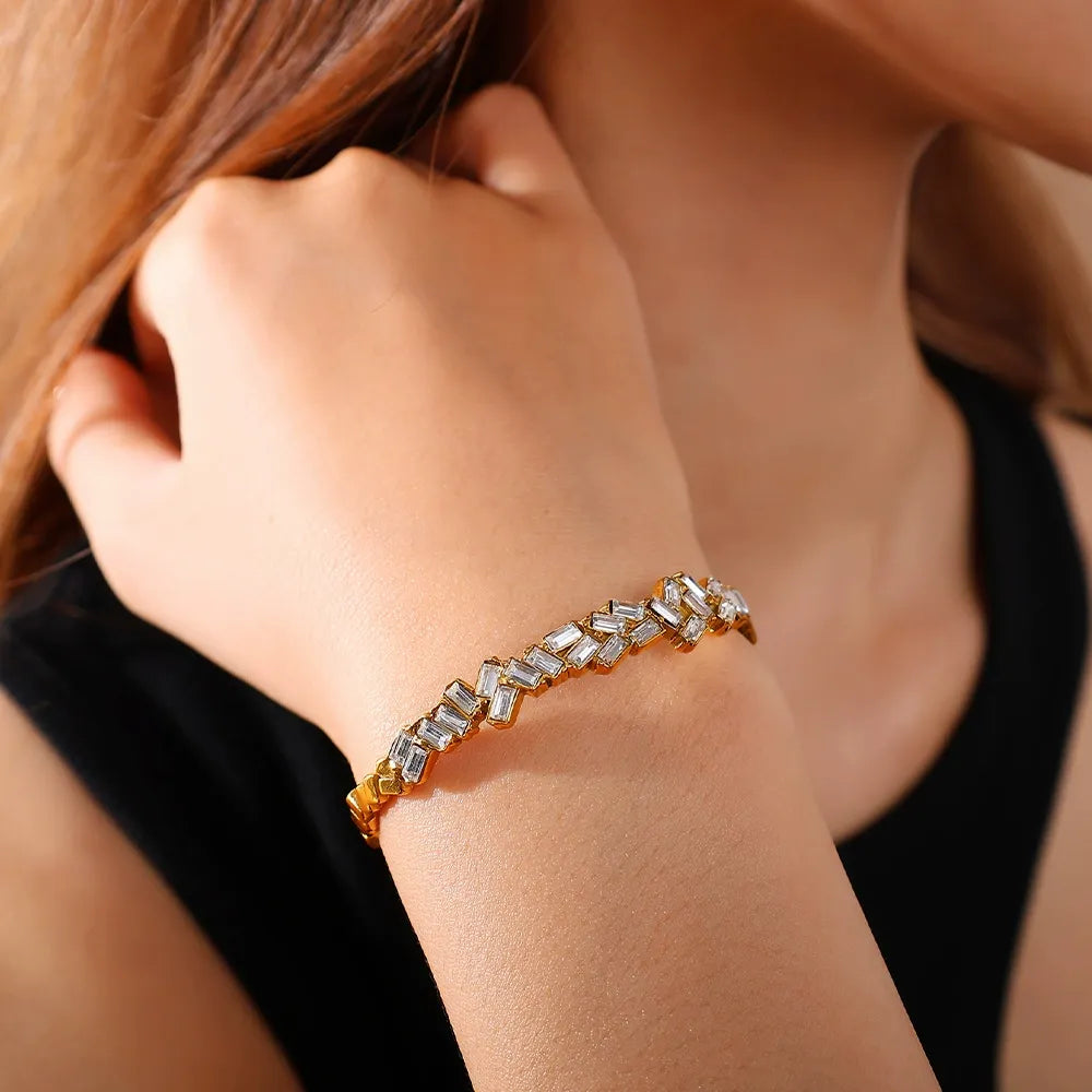 Amélie Radiant Gold Crystal Bangle