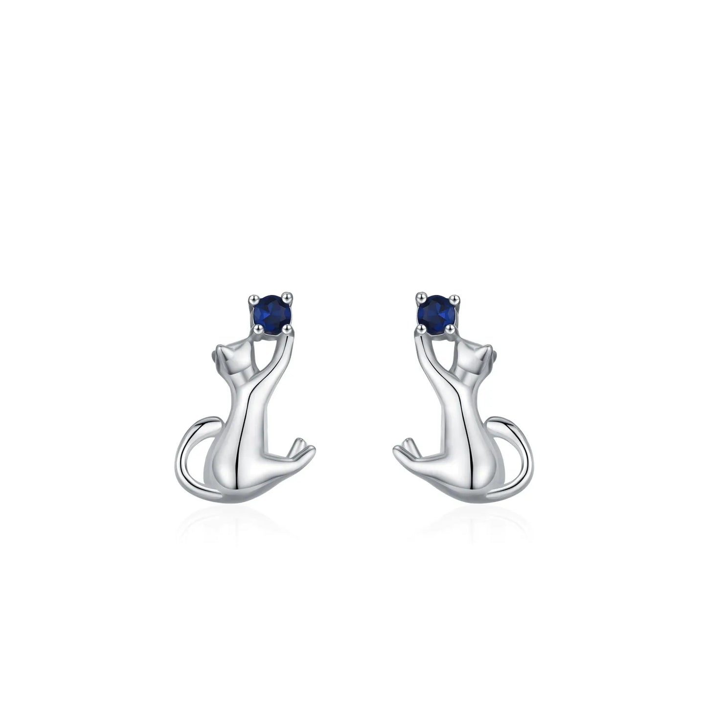 Amélie Silver Kitten Earrings