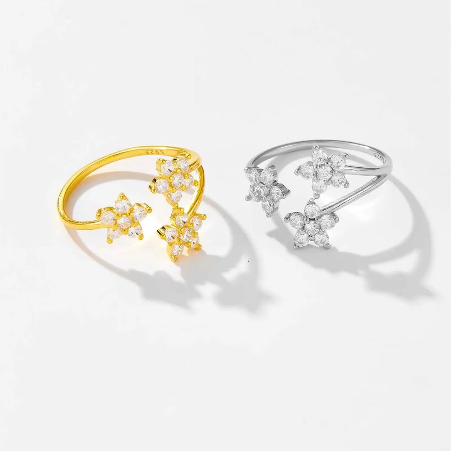 Lydia Crystal Flowers Ring