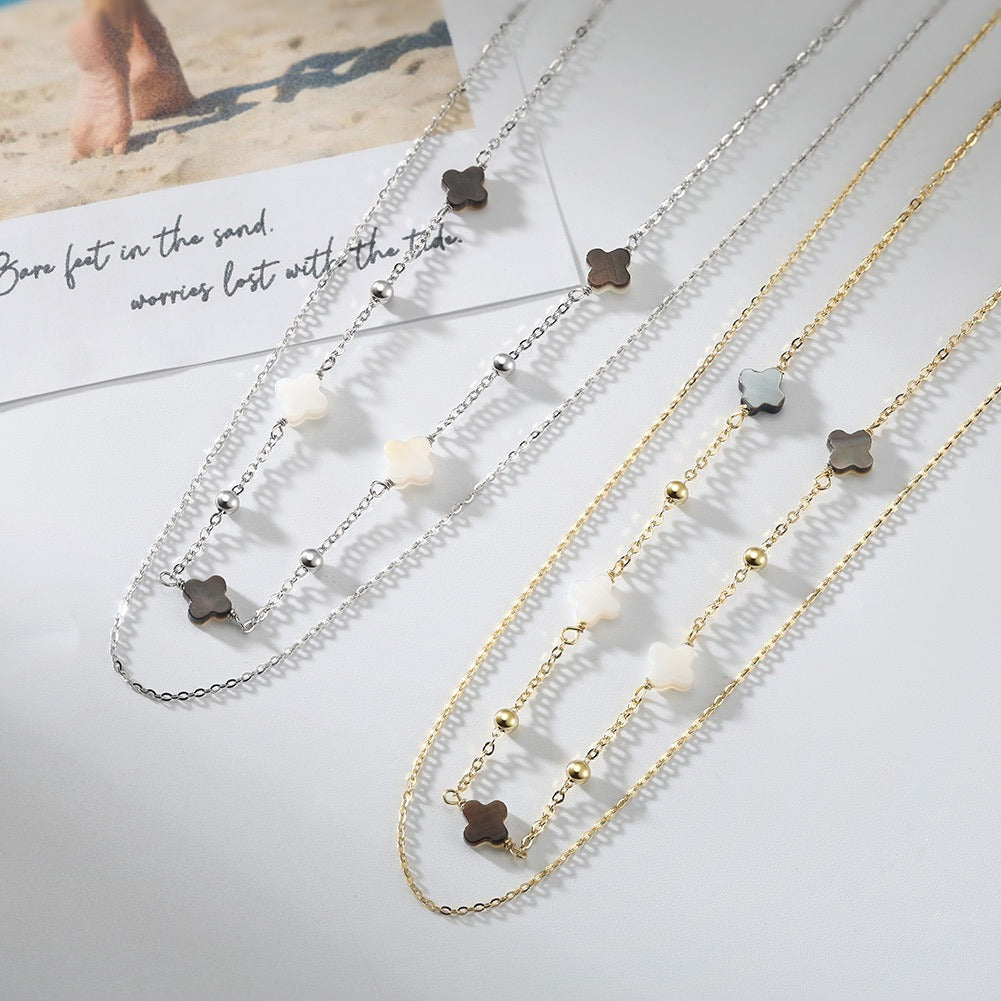 Elodie Shell Clover Necklace