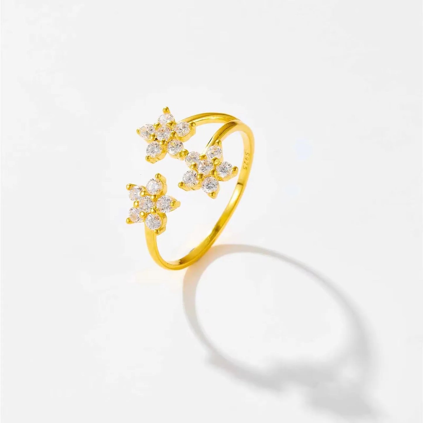 Lydia Crystal Flowers Ring
