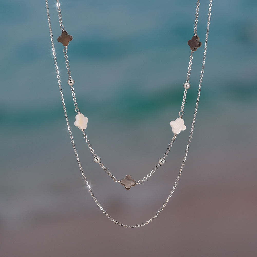 Elodie Shell Clover Necklace