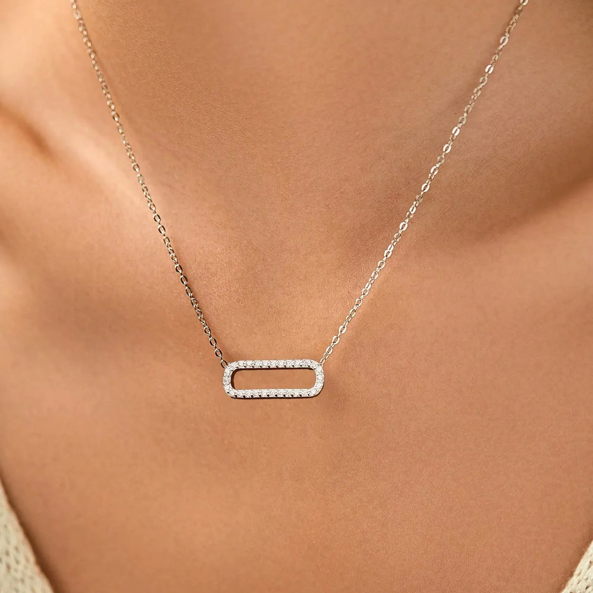 Elodie Oval Sparkle Necklace
